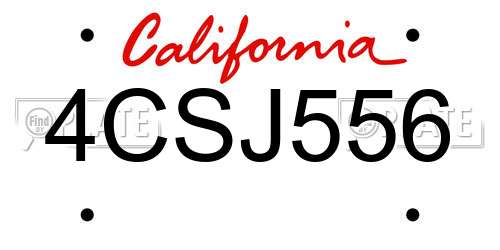 4CSJ556 California License Plate