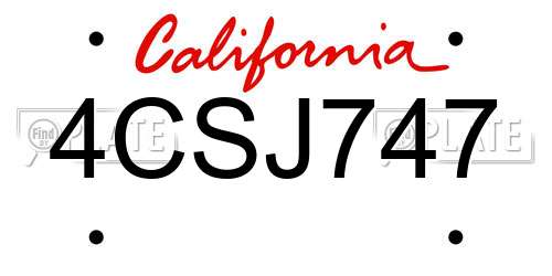 4CSJ747 California License Plate