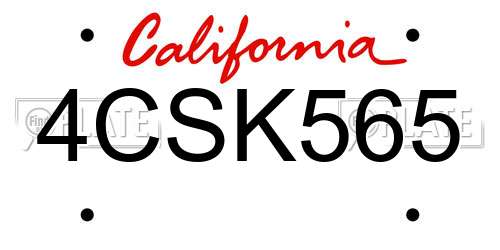 4CSK565 California License Plate