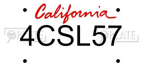 4CSL57 California License Plate