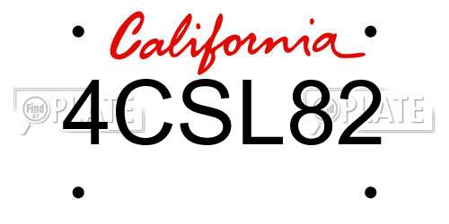 4CSL82 California License Plate