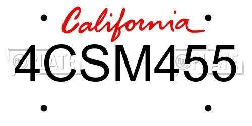 4CSM455 California License Plate