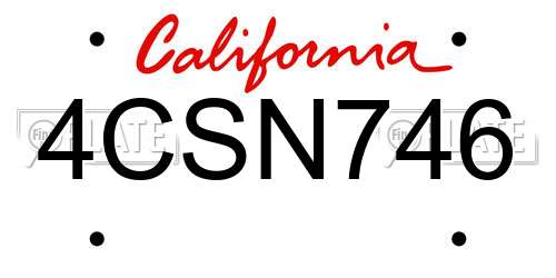 4CSN746 California License Plate