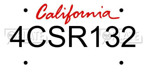 4CSR132 California License Plate