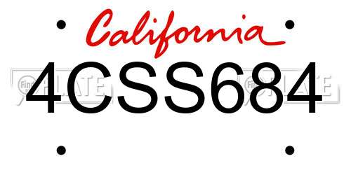 4CSS684 California License Plate
