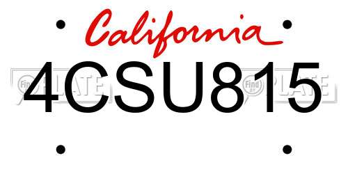 4CSU815 California License Plate