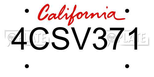 4CSV371 California License Plate