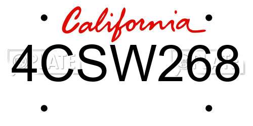 4CSW268 California License Plate