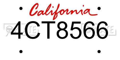 4CT8566 California License Plate