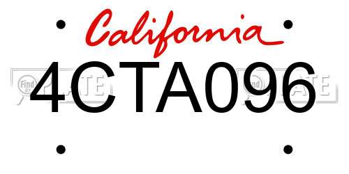 4CTA096 California License Plate
