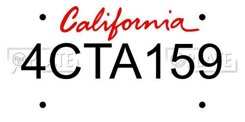 4CTA159 California License Plate