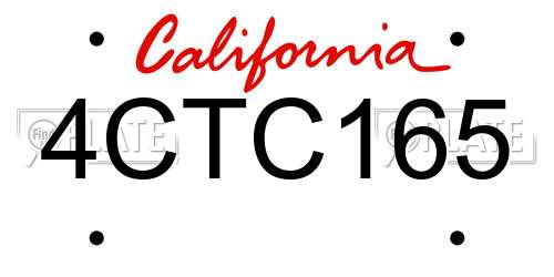 4CTC165 California License Plate
