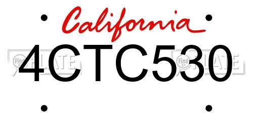 4CTC530 California License Plate