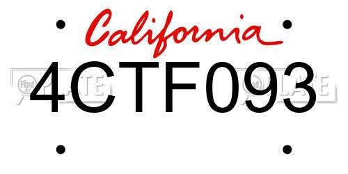 4CTF093 California License Plate