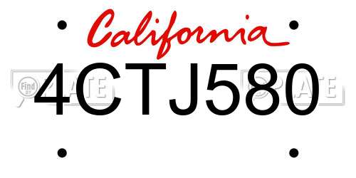 4CTJ580 California License Plate