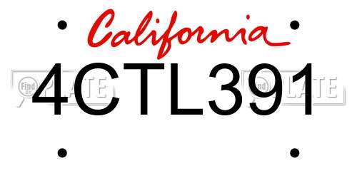 4CTL391 California License Plate