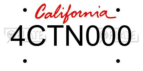 4CTN000 California License Plate