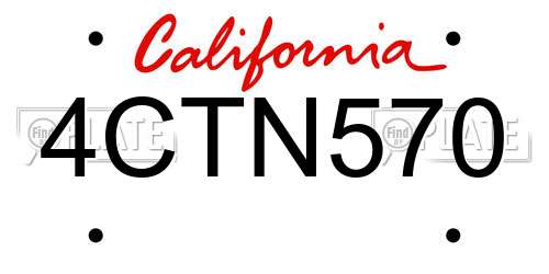 4CTN570 California License Plate