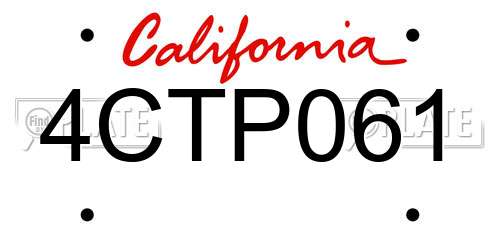 4CTP061 California License Plate