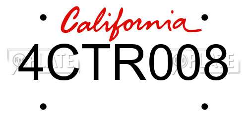 4CTR008 California License Plate