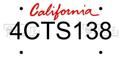 4CTS138 California License Plate