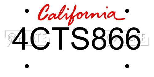 4CTS866 California License Plate