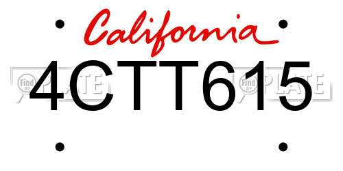 4CTT615 California License Plate