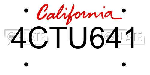 4CTU641 California License Plate