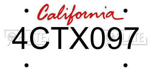 4CTX097 California License Plate