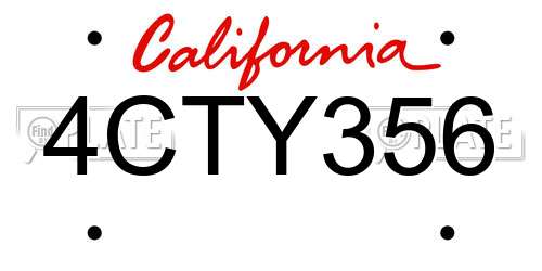 4CTY356 California License Plate