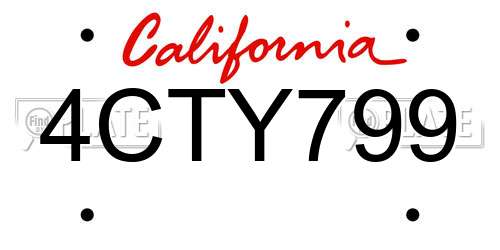 4CTY799 California License Plate
