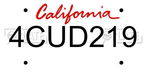 4CUD219 California License Plate