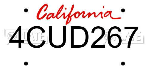 4CUD267 California License Plate