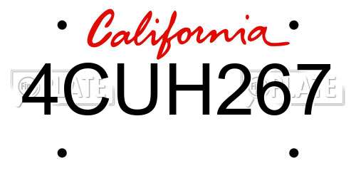 4CUH267 California License Plate