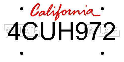 4CUH972 California License Plate