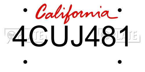 4CUJ481 California License Plate