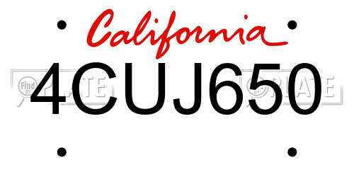 4CUJ650 California License Plate