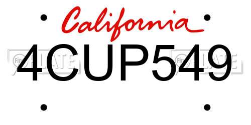 4CUP549 California License Plate