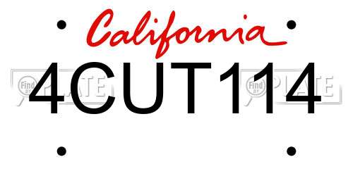 4CUT114 California License Plate