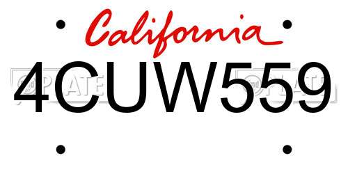 4CUW559 California License Plate