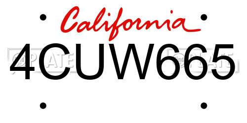 4CUW665 California License Plate
