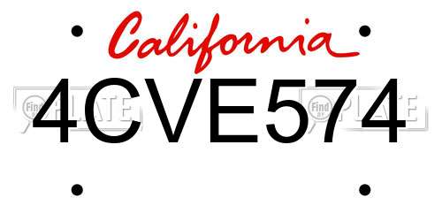 4CVE574 California License Plate