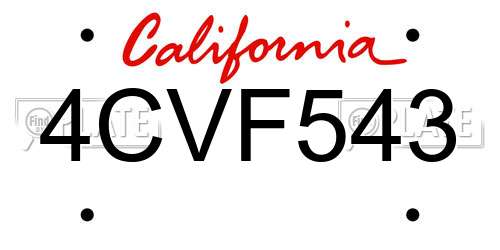 4CVF543 California License Plate