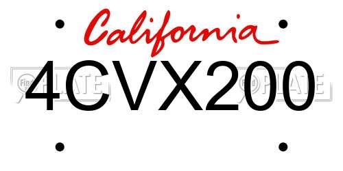 4CVX200 California License Plate