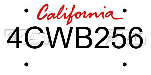 4CWB256 California License Plate
