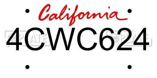 4CWC624 California License Plate