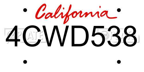 4CWD538 California License Plate