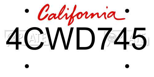 4CWD745 California License Plate