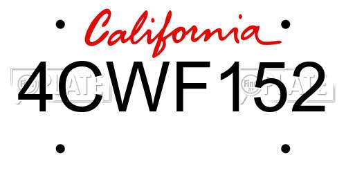 4CWF152 California License Plate