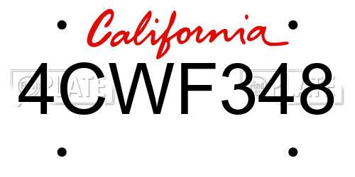 4CWF348 California License Plate